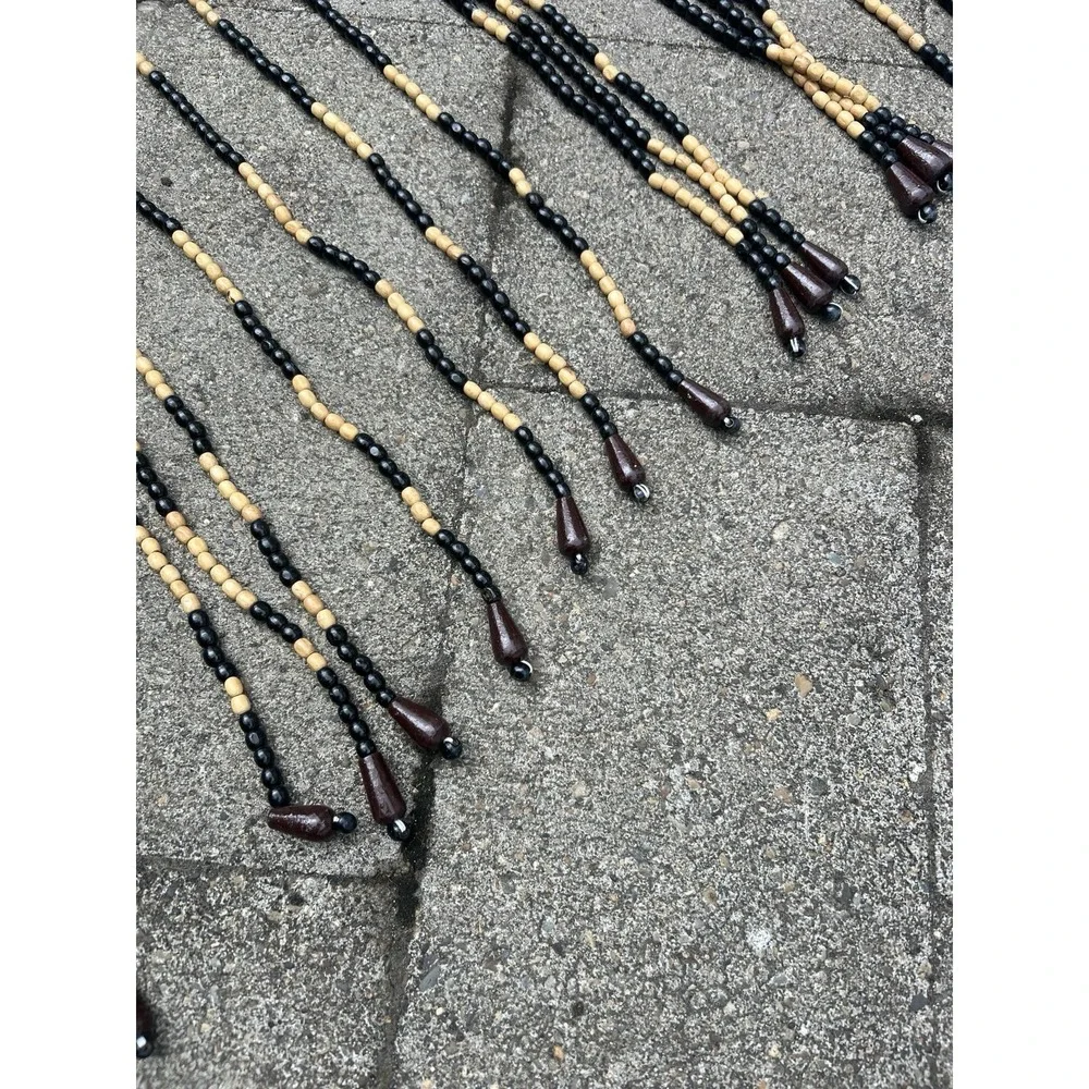 Vintage 60s 70s Wooden Beads Doorway Hand Beaded Curtains Hippie 36